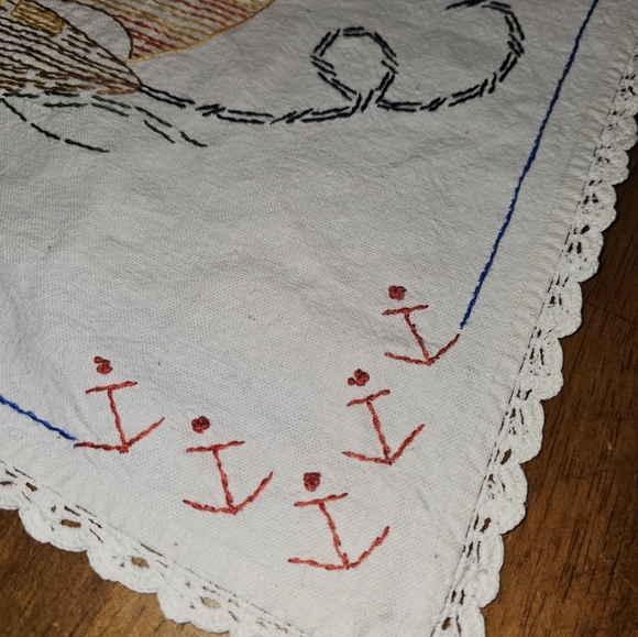 Vintage, handstitched Sail Boat Table Runner. - Picture 7 of 10